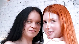 Two skinny teens Aliska Diabolical plus Marica Shanti helter-skelter a mega gangbang with DPP DAP TP EKS266